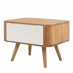 Studio Copenhagen Nachtkommode Loca II - Wildeiche teilmassiv - Weiß / Wildeiche