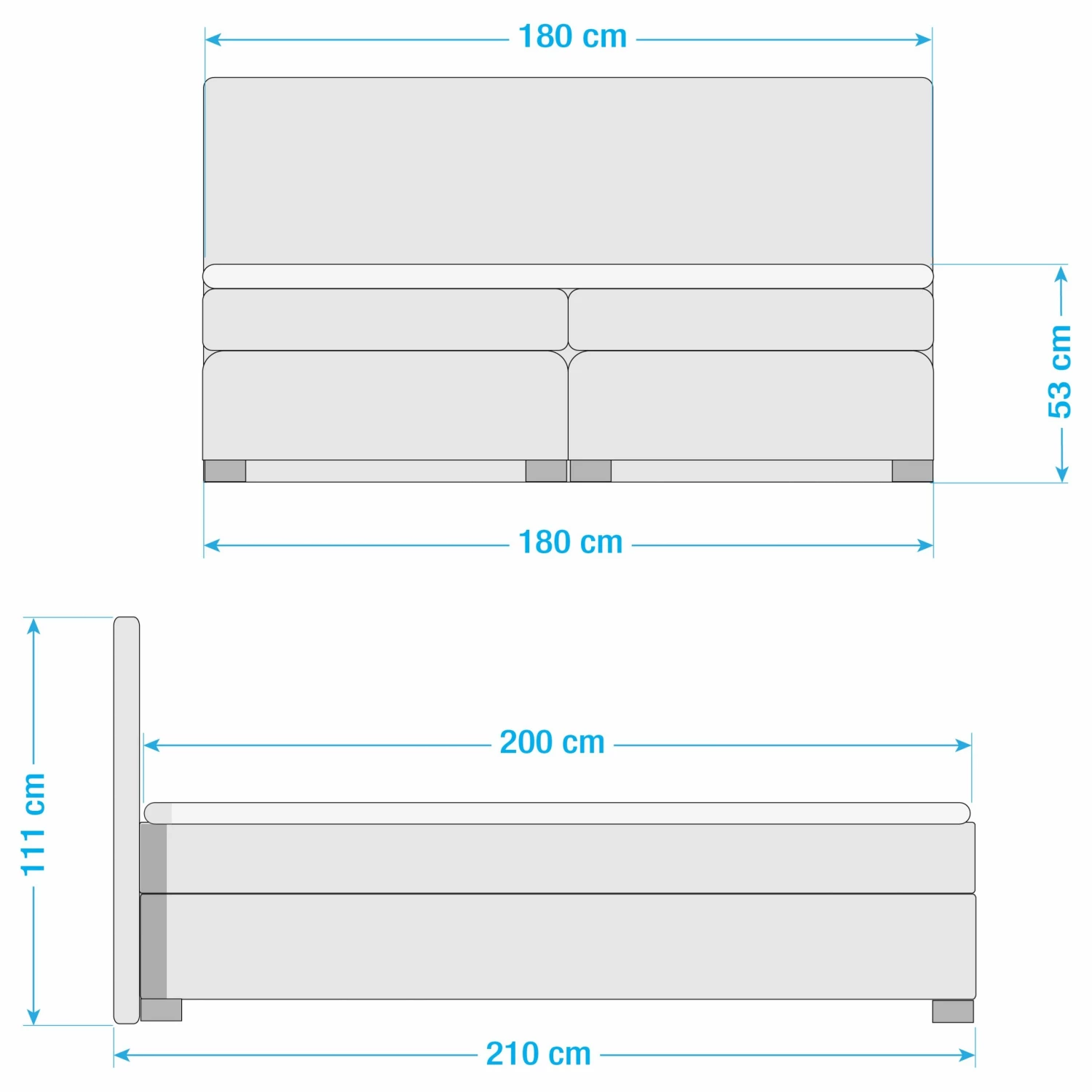Fredriks Boxspringbett Ramona II - Grau - 180 x 200cm – Bild 13