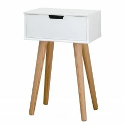 Mørteens Nachttisch Mitra - Eiche massiv - Weiß