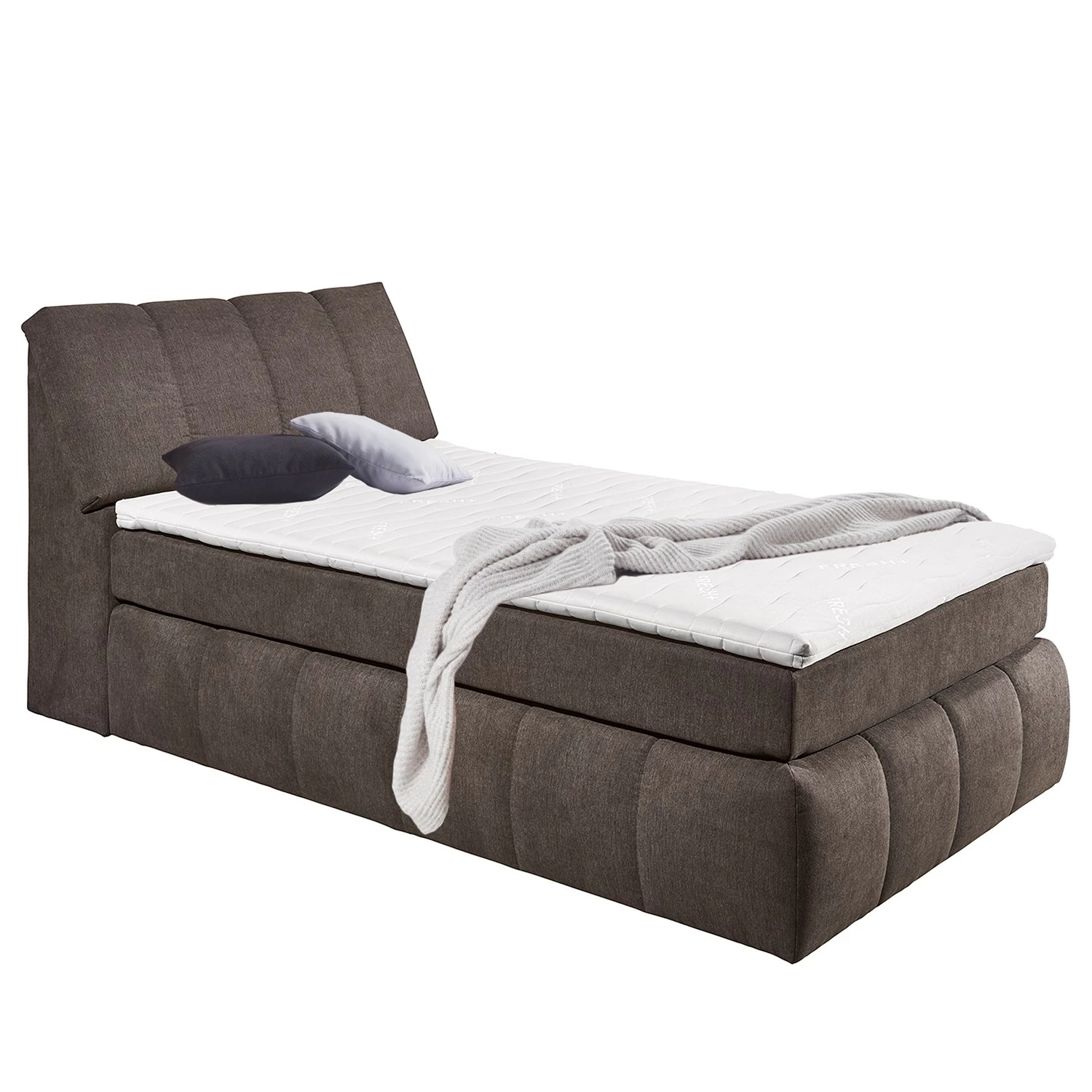 Loftscape Boxspringbett Fenor (inkl. Bettkasten) - Steingrau