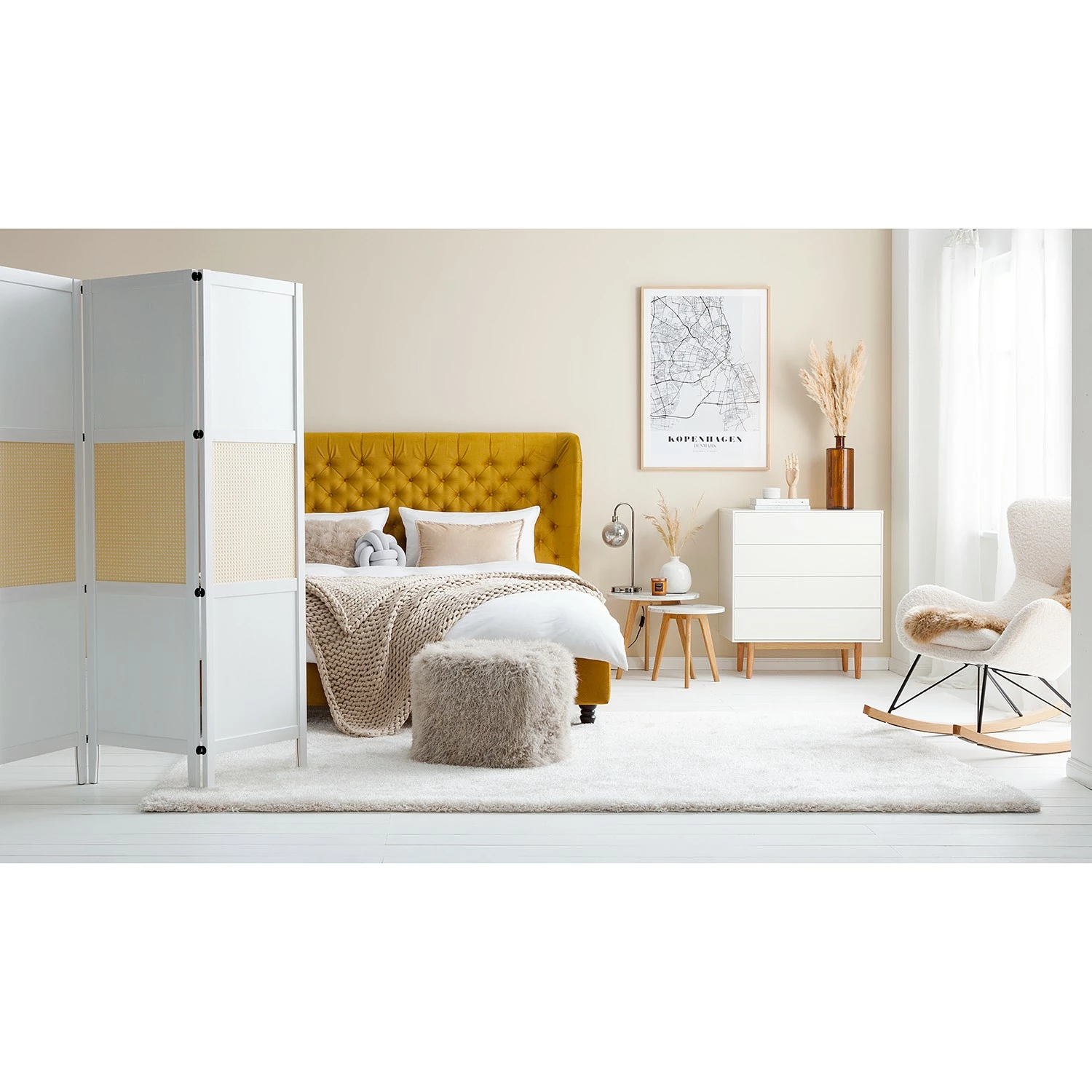 Jack & Alice Polsterbett Monroe Samt - Senfgelb - 180 x 200cm – Bild 3