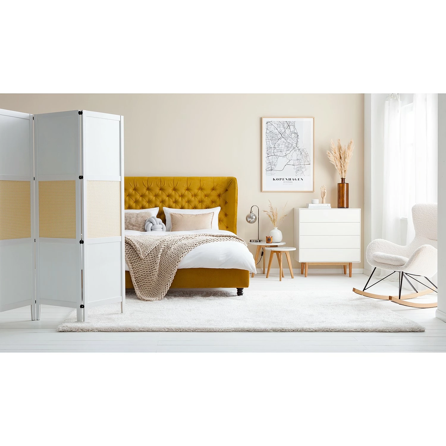 Jack & Alice Polsterbett Monroe Samt - Senfgelb - 180 x 200cm – Bild 4