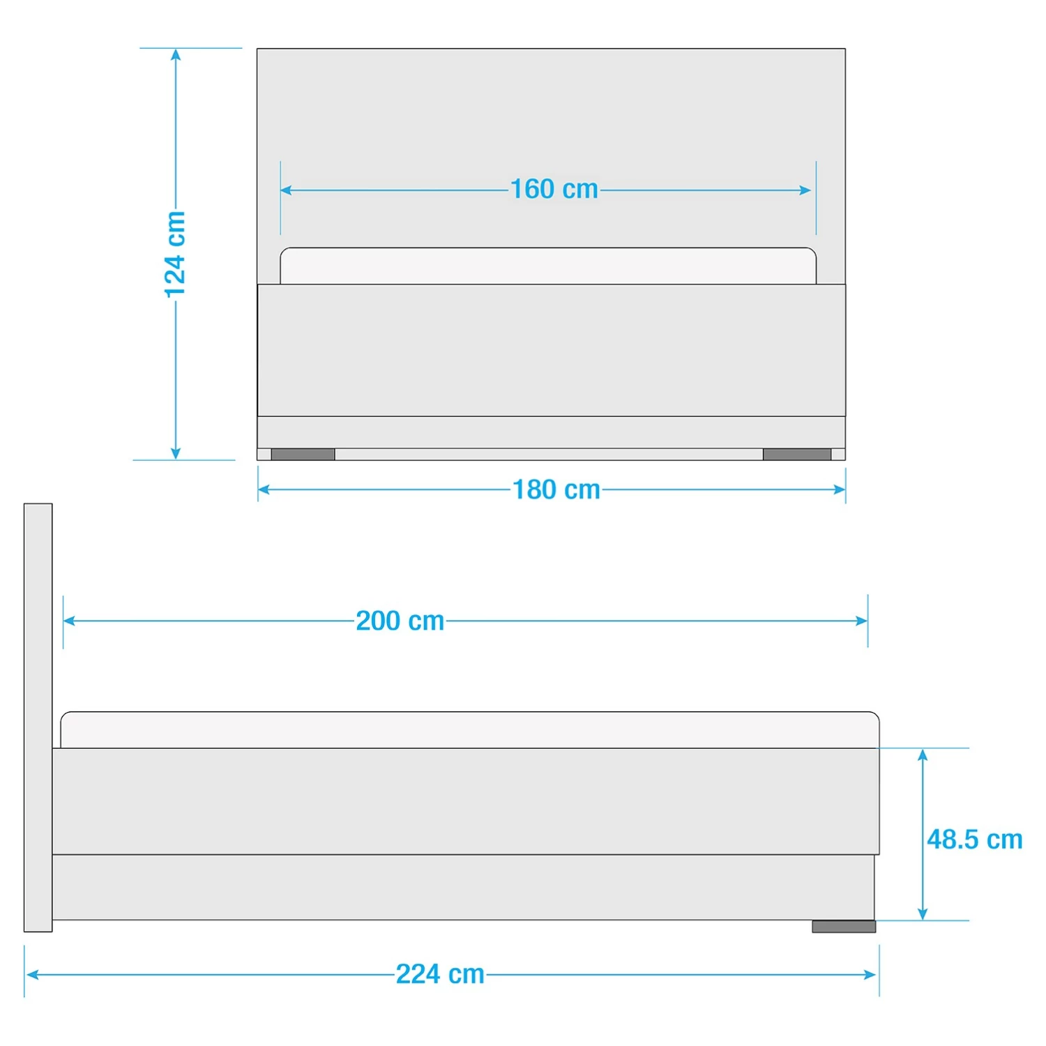 Meise.möbel Polsterbett Pisa Kunstleder - Weiß - 160 x 200cm – Bild 6