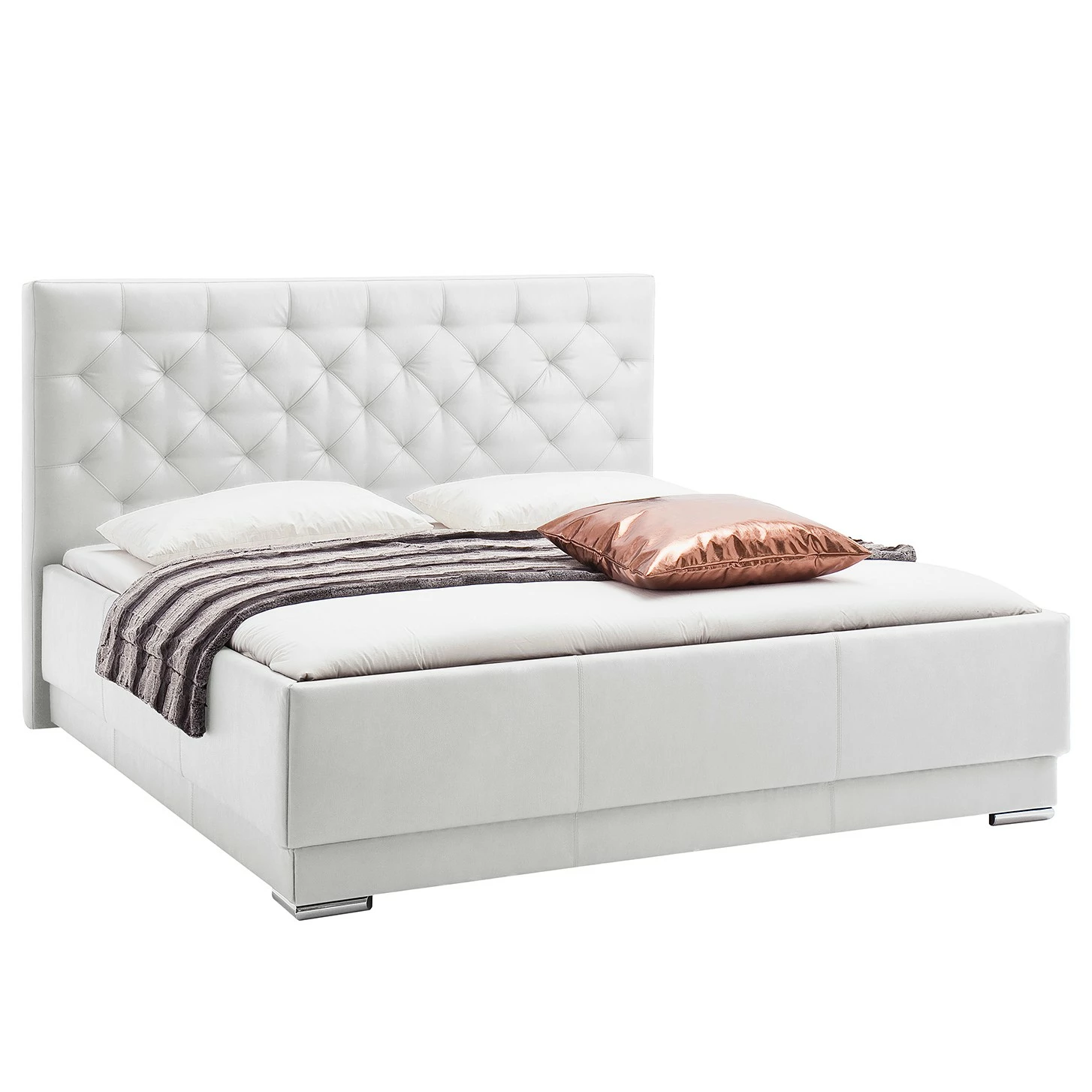 Meise.möbel Polsterbett Pisa Kunstleder - Weiß - 160 x 200cm