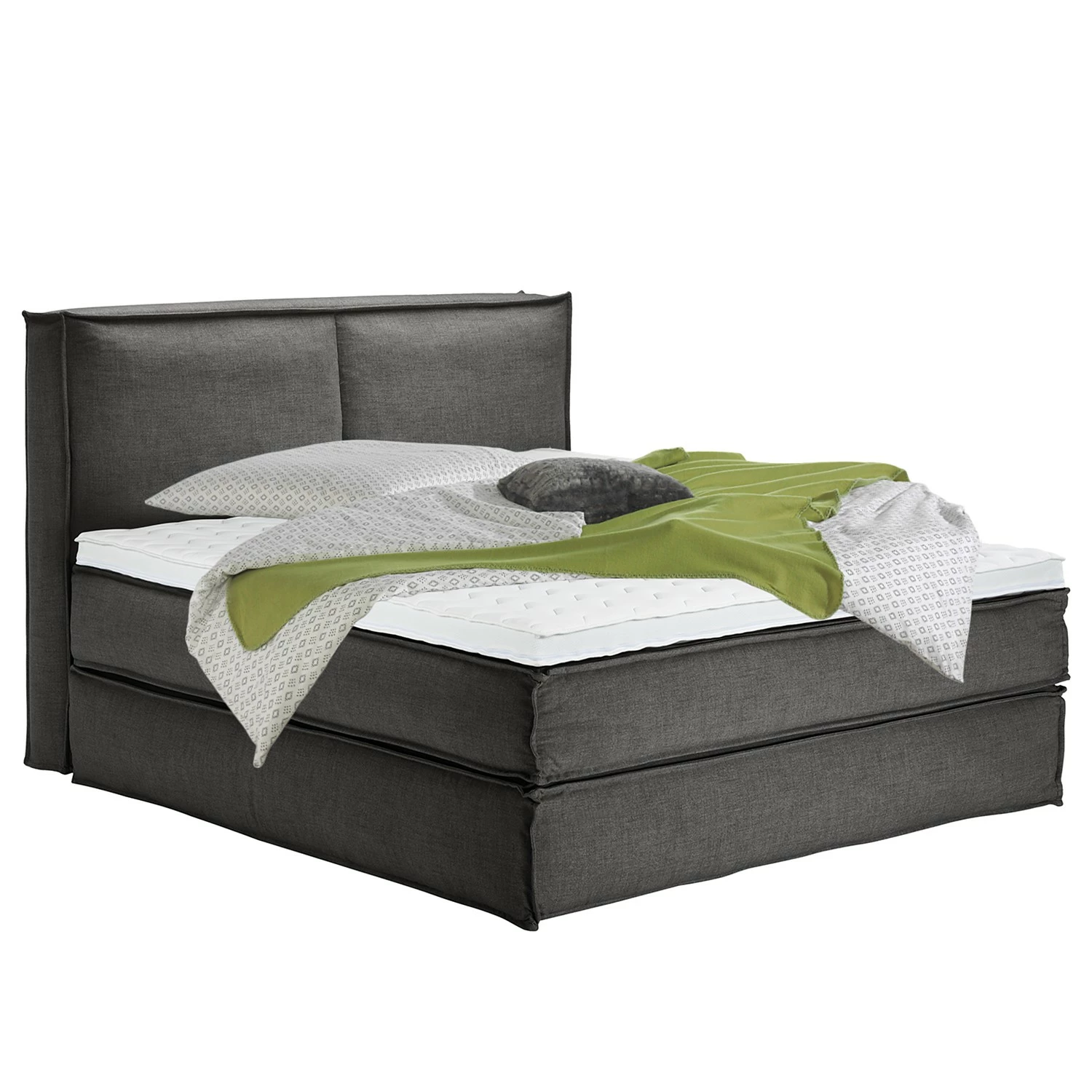 Boxspringbett Kinx - Stoff KINX: Anthrazit - 180 x 200cm - H2 - 130 cm