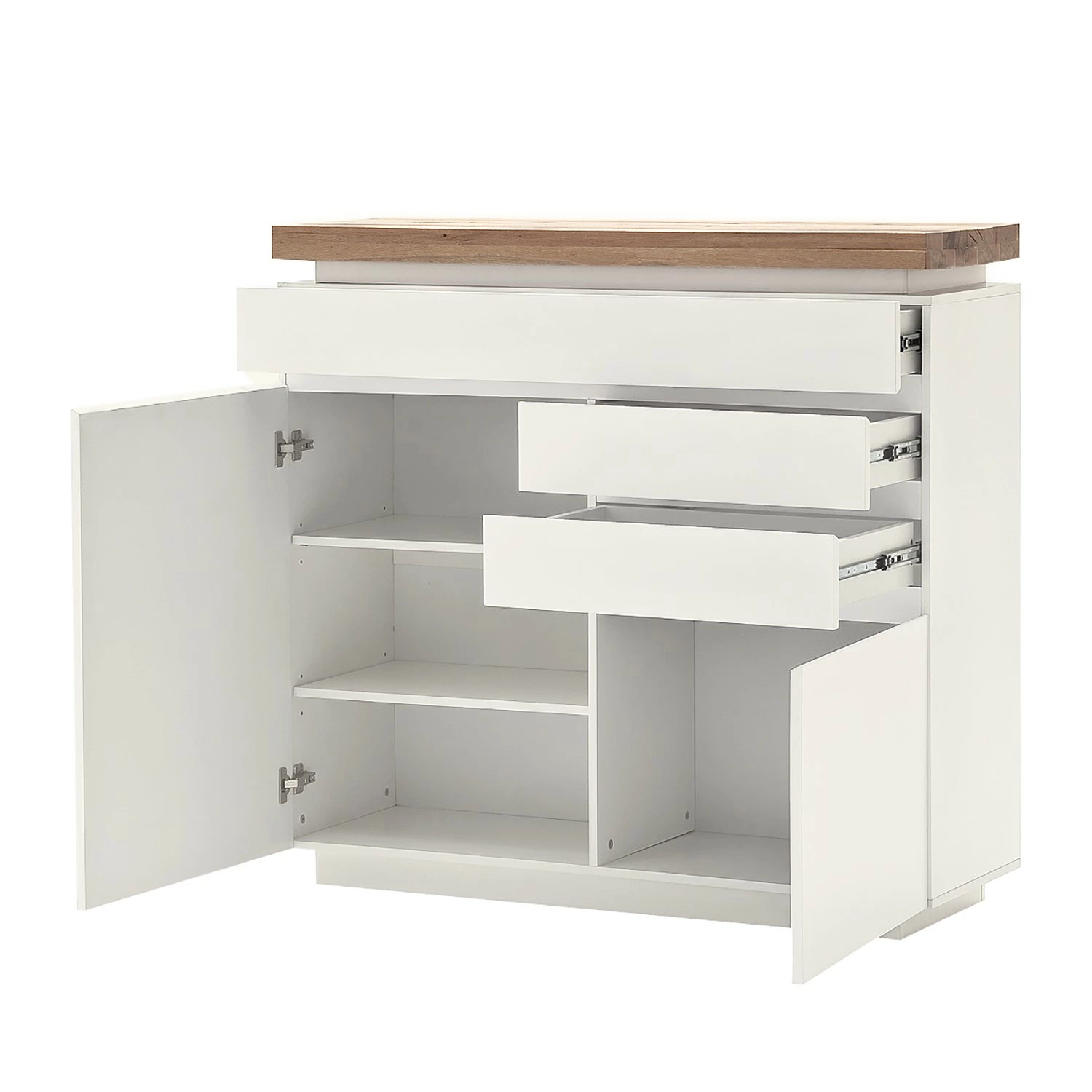 Fredriks Kommode Roble I - Inkl. Beleuchtung - Eiche / Matt Weiß – Bild 4