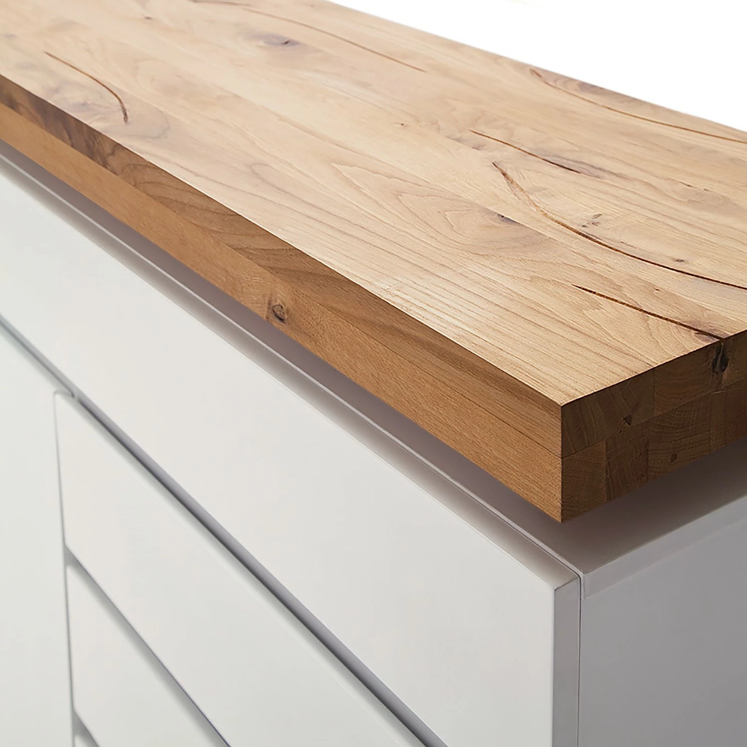 Fredriks Kommode Roble III - Inkl. Beleuchtung - Eiche / Matt Weiß – Bild 4