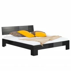 Neue Modular Doppelbett Perleto - Hochglanz Schwarz - 140 x 200cm