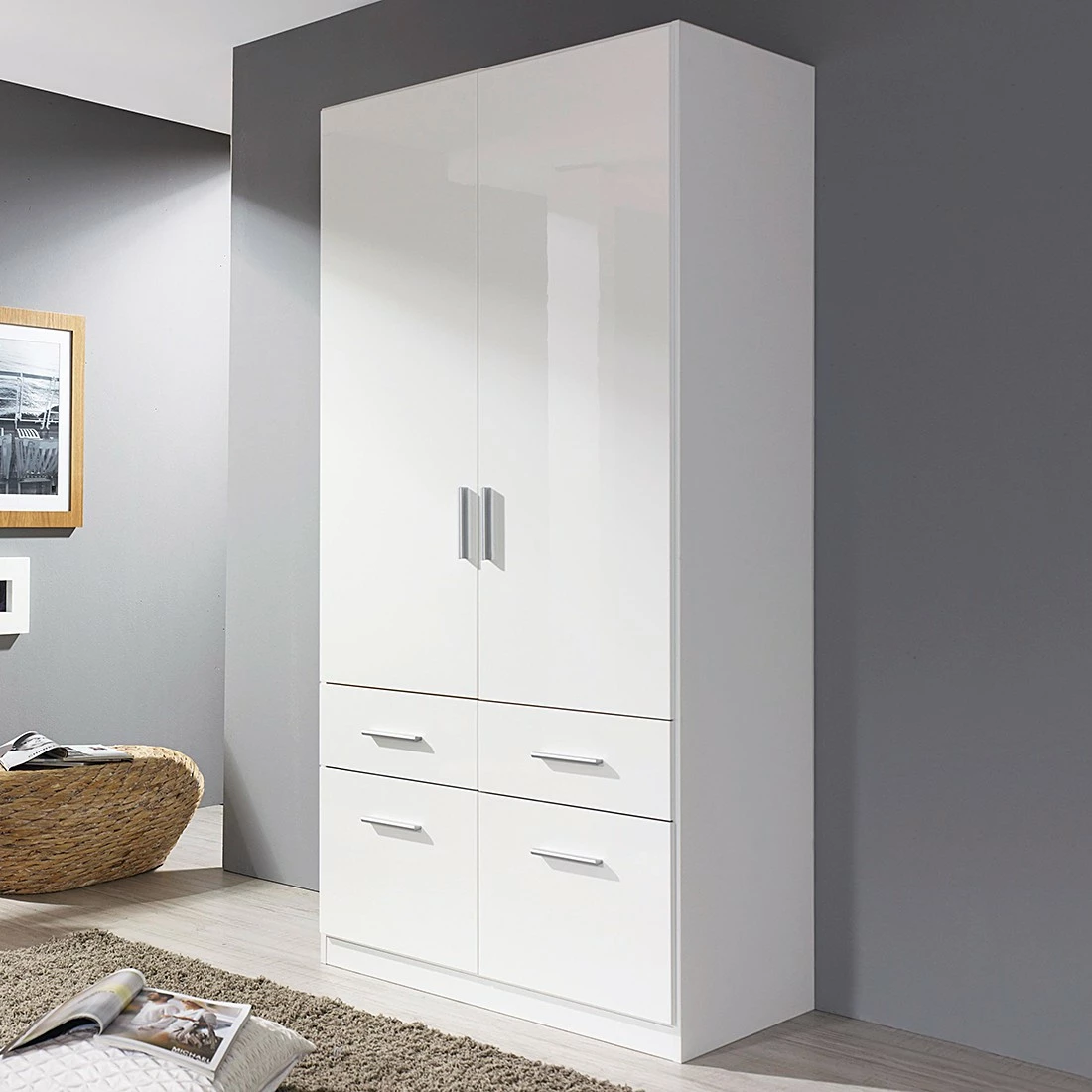 Rauch Blue Drehtürenschrank Celle - Hochglanz Weiß/Alpinweiß – Bild 2