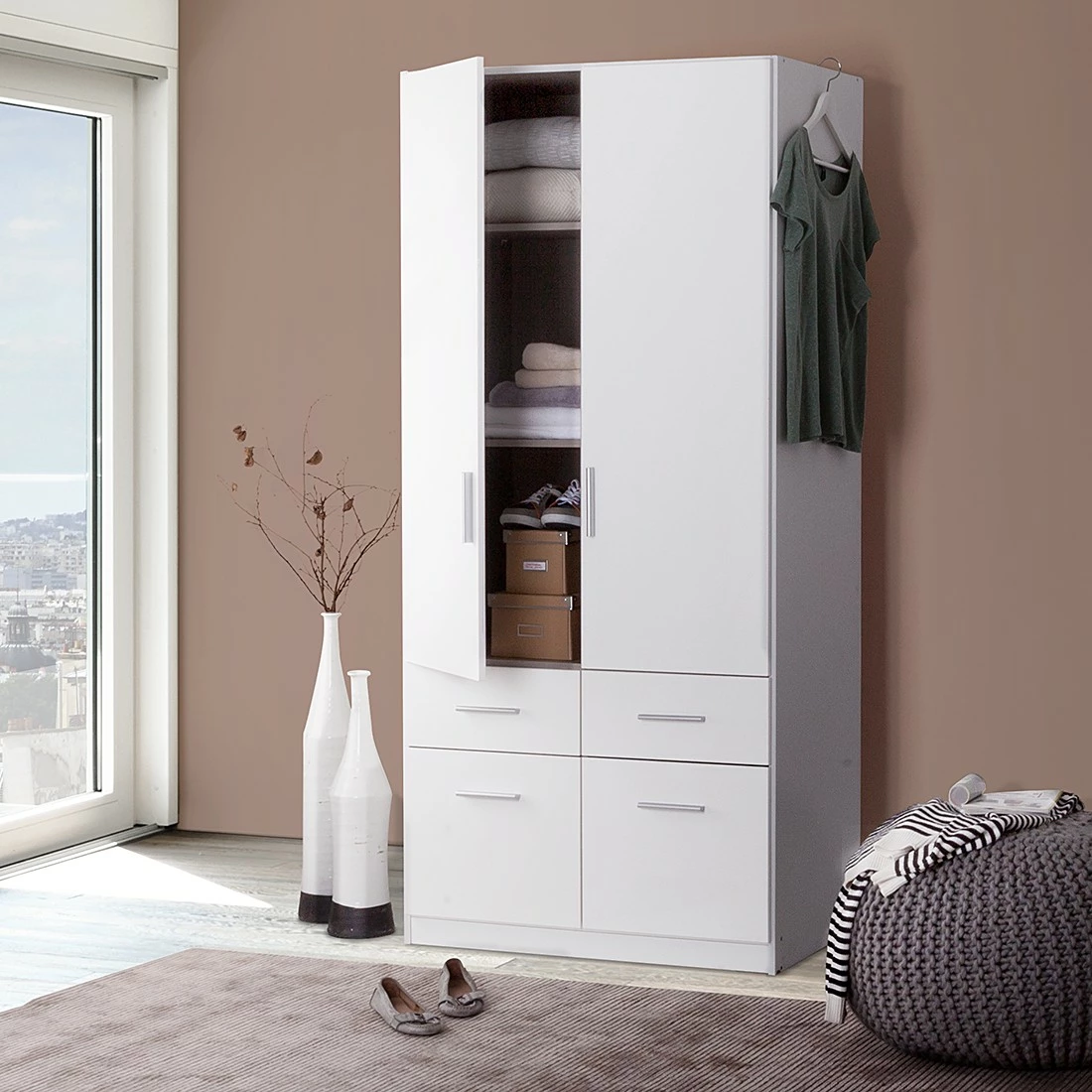 Rauch Blue Drehtürenschrank Celle - Hochglanz Weiß/Alpinweiß – Bild 4