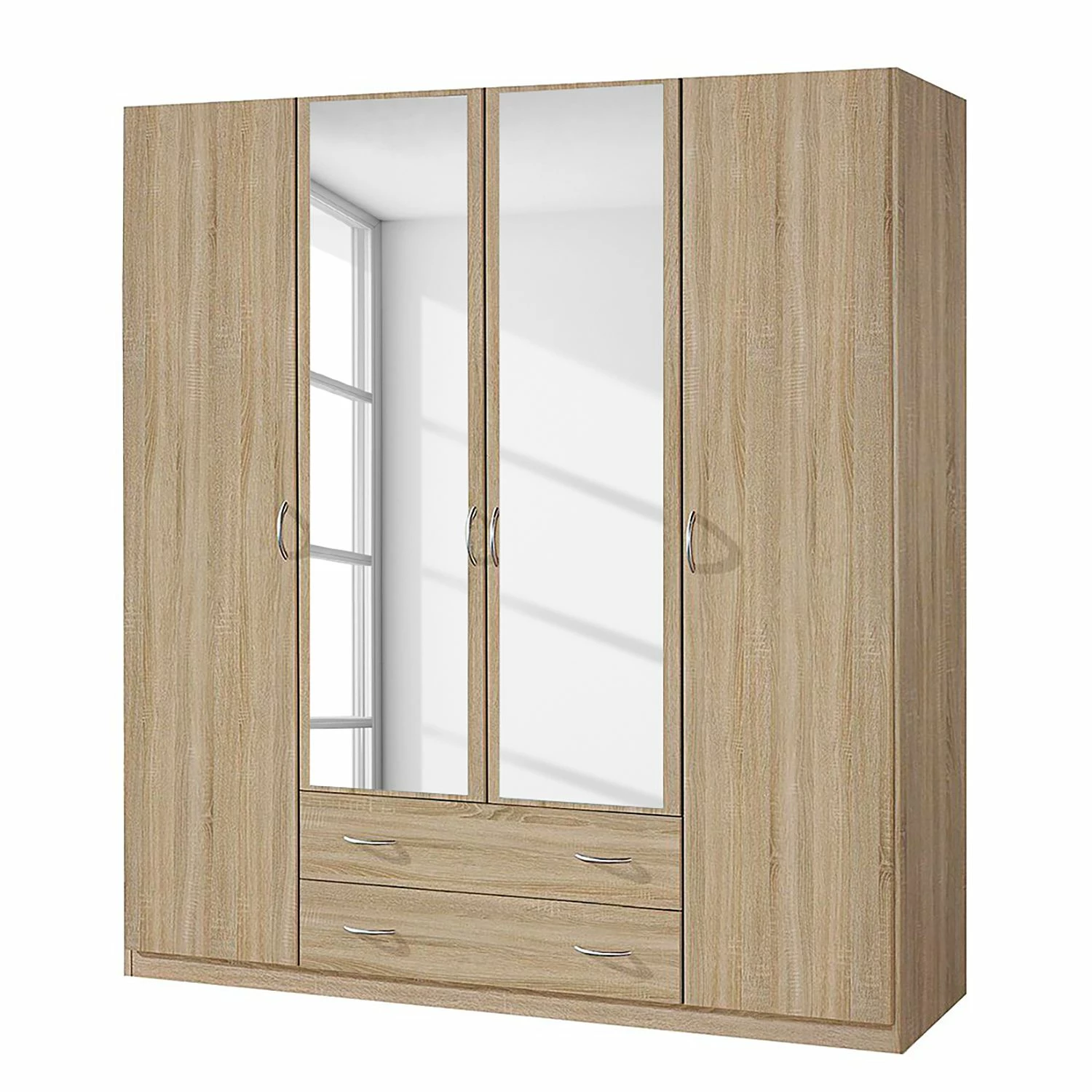 Rauch Blue Drehtürenschrank Case III - Sonoma Eiche Dekor - Schrankbreite: 181 cm - 4-türig