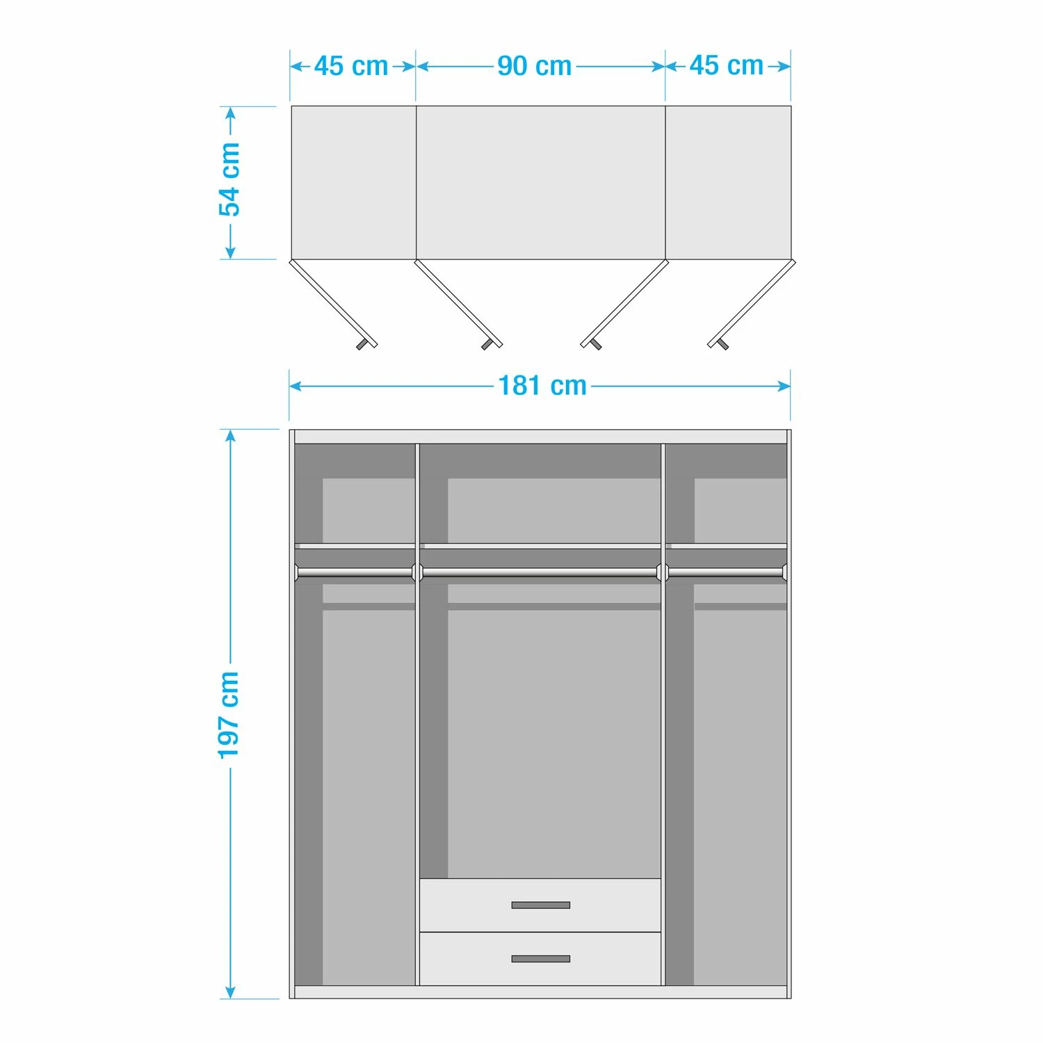 Rauch Blue Drehtürenschrank Case III - Alpinweiß - Schrankbreite: 181 cm - 4-türig – Bild 5