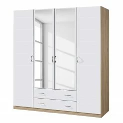 Rauch Blue Drehtürenschrank Case III - Alpinweiß/Sonoma Eiche Dekor - Schrankbreite: 181 cm - 4-türig