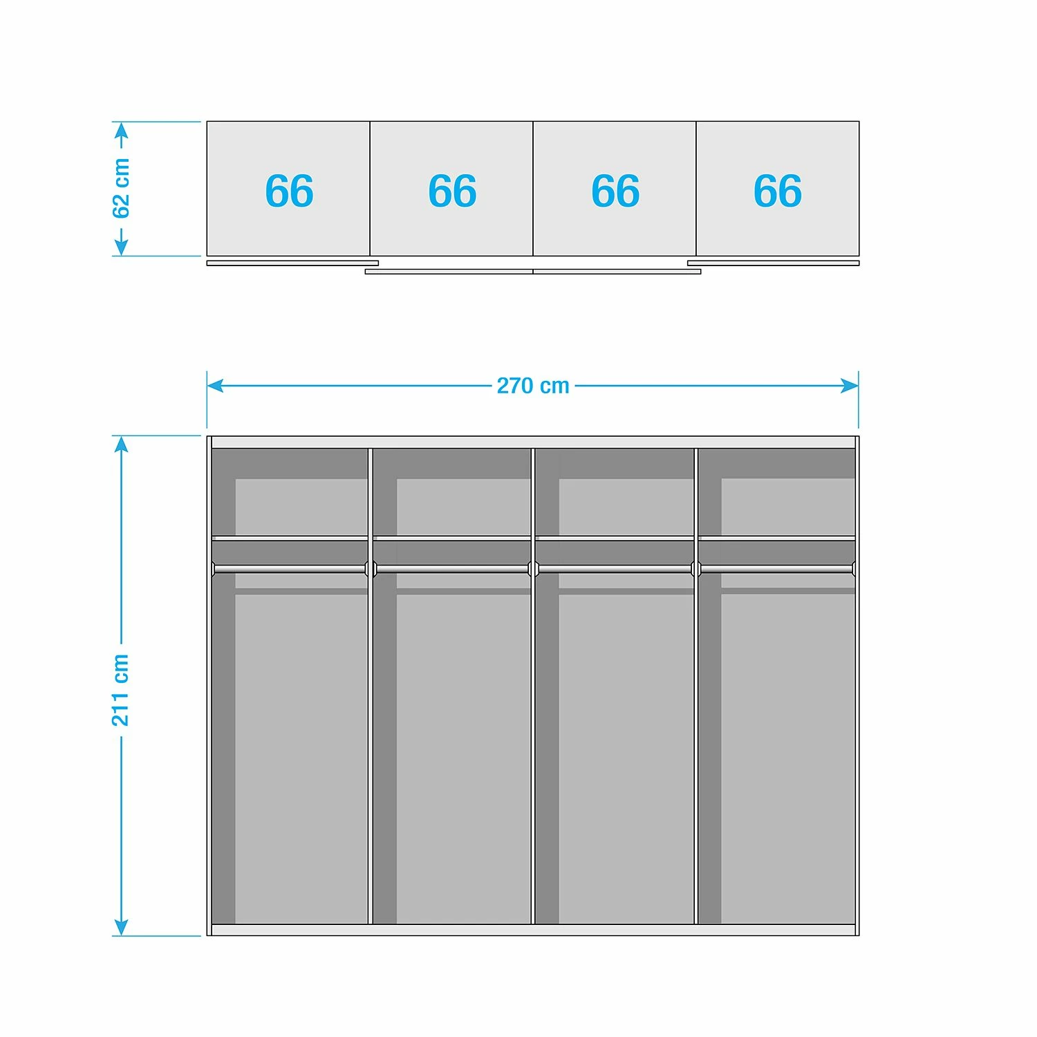 Rauch Orange Schwebetürenschrank Syncrono-C I - 271 x 211 cm – Bild 5