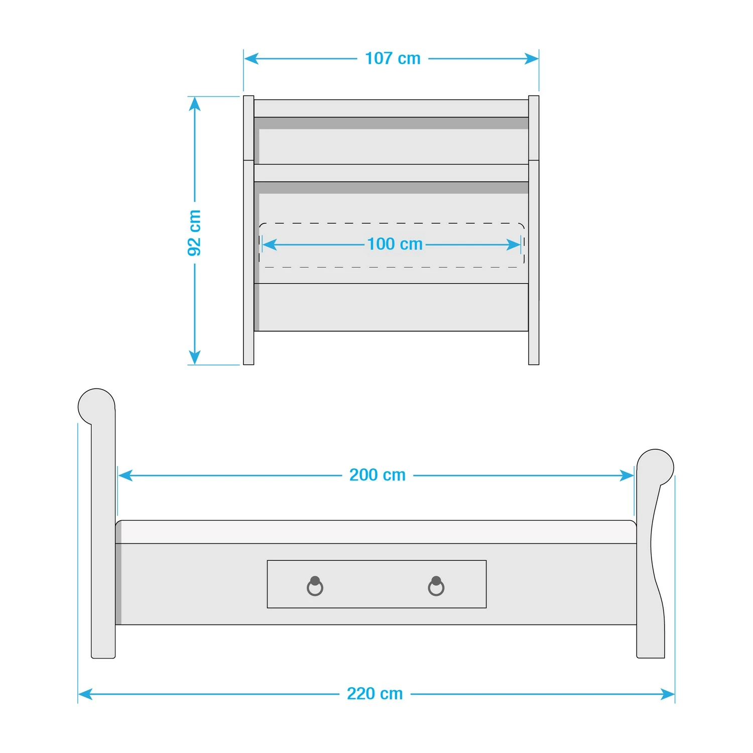 Maison Belfort Massivholz-Einzelbett Cenan - Kiefer Weiß - 100 x 200cm – Bild 2
