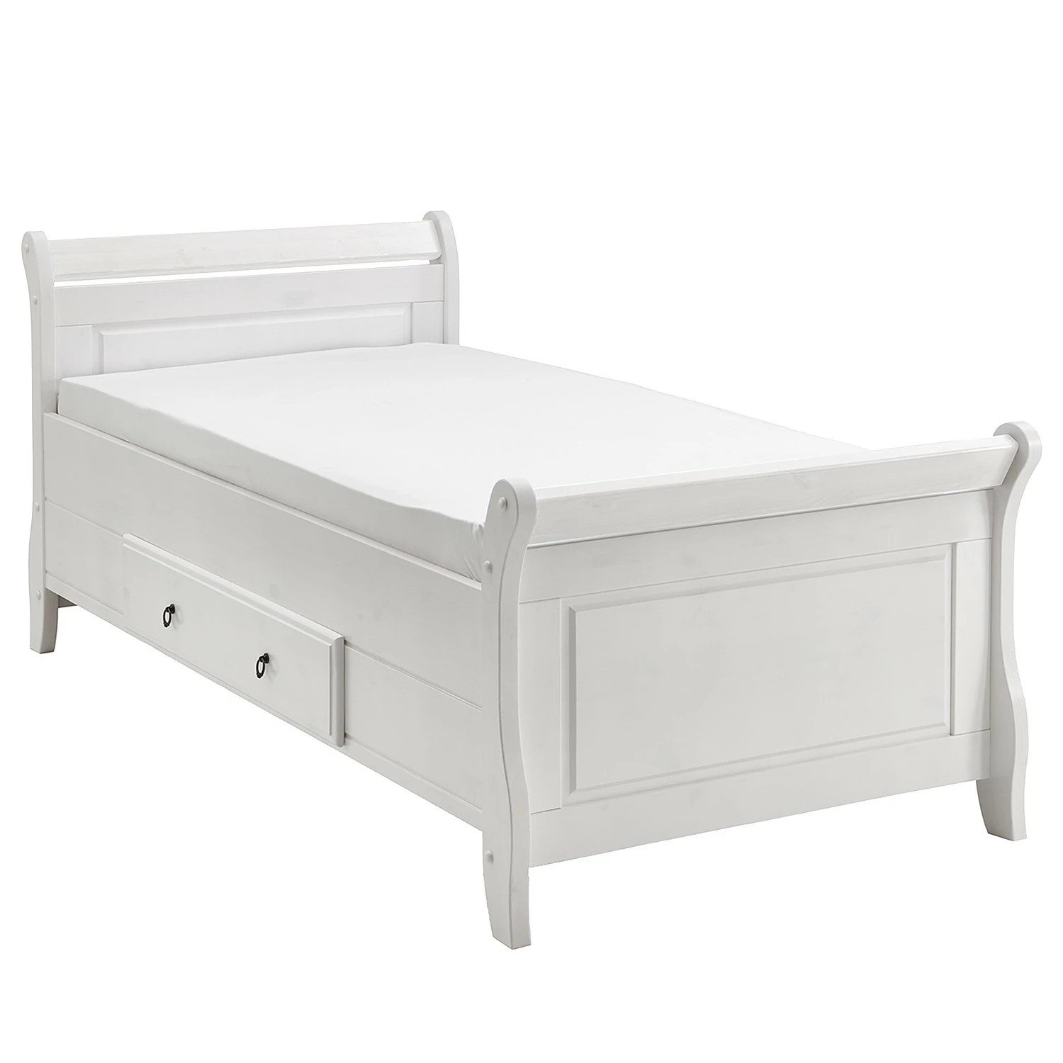 Maison Belfort Massivholz-Einzelbett Cenan - Kiefer Weiß - 100 x 200cm – Bild 4