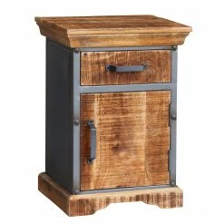 Ars manufacti Nachtkommode Hunter - Mango massiv - Mango / Blaugrau - 65 cm