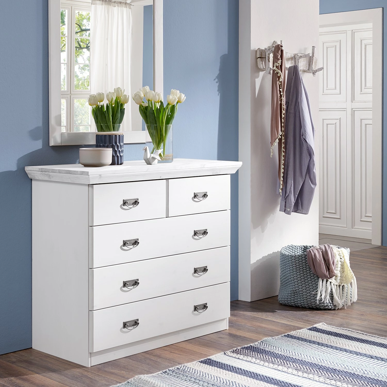 Maison Belfort Kommode Bergen III - Kiefer Weiß – Bild 2