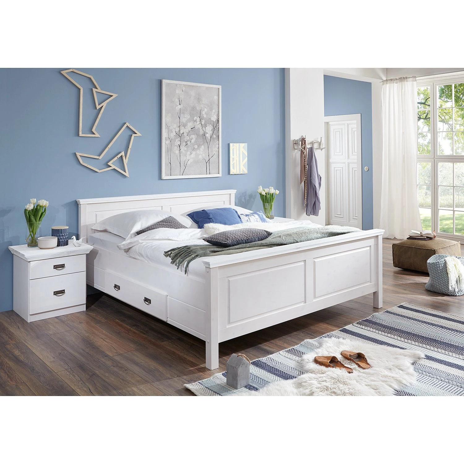 Maison Belfort Nachtkommode Bergen - Kiefer Weiß – Bild 2