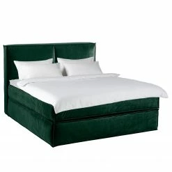 Boxspringbett Kinx - Samt Fraya: Teichgrün - 180 x 200cm - H2 - 130 cm