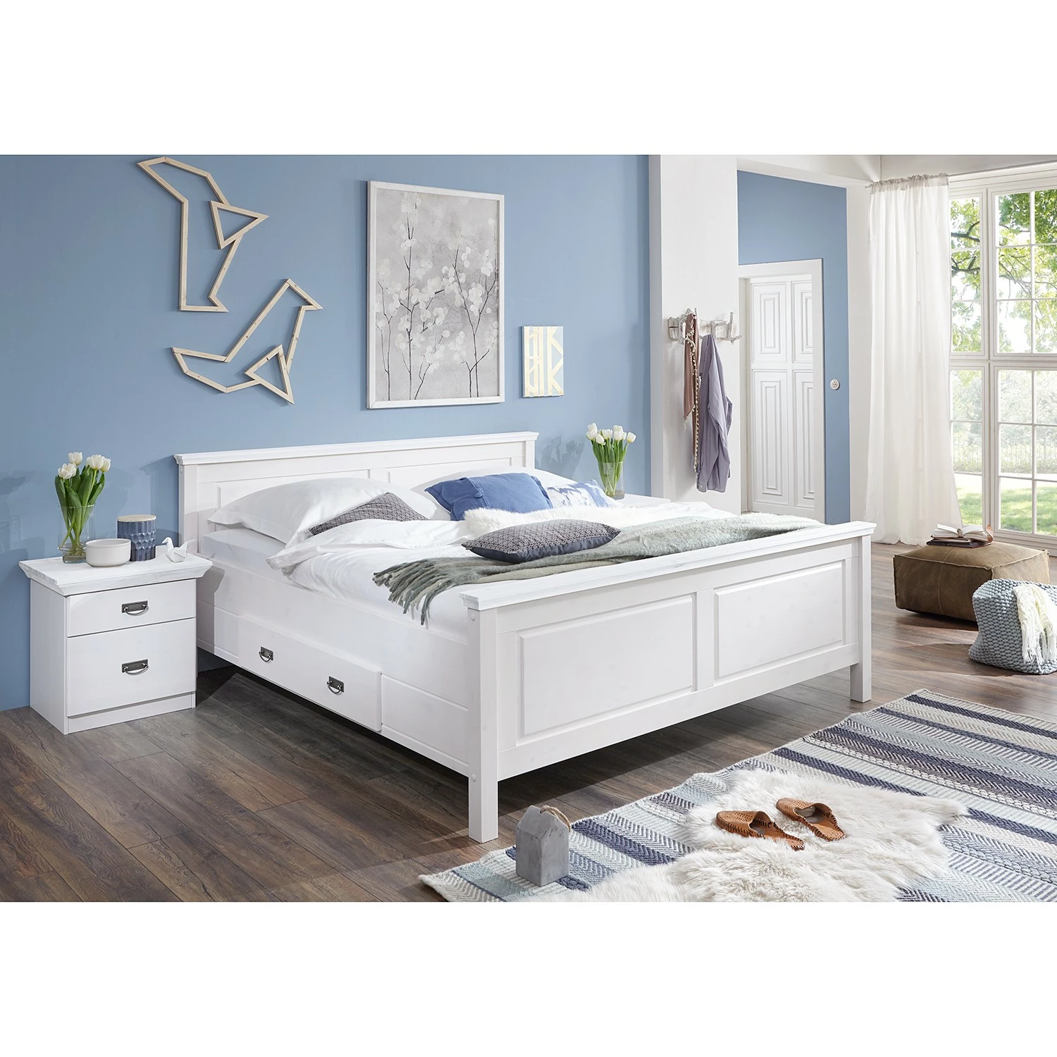 Maison Belfort Massivholzbett Bergen - Kiefer Weiß - 200 x 200cm – Bild 2