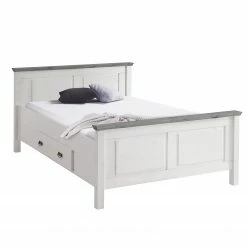 Maison Belfort Massivholzbett Bergen - Kiefer Weiß / Kiefer Grau - 140 x 200cm