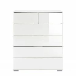 Wimex Schubladenkommode Lingga I - Weiß / Glas Weiß