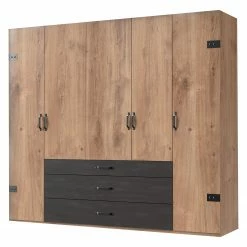 Wimex Drehtürenschrank Detroit - Plankeneiche Dekor / Schwarz