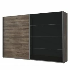 Wimex Schwebetürenschrank Easy Plus I - Schlammeiche Dekor / Glas Schwarz - Höhe: 210 cm - Breite: 180 cm