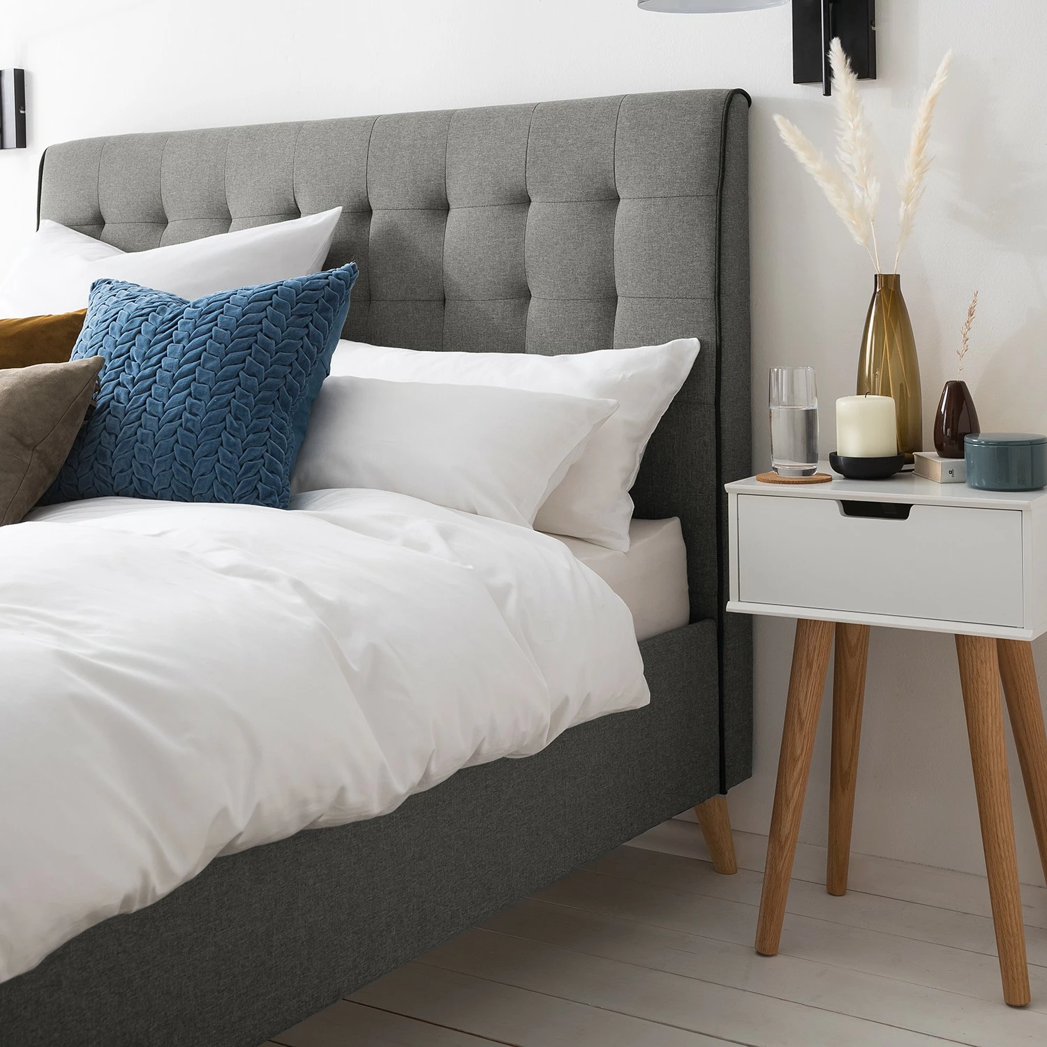 Mørteens Polsterbett Almonte - Webstoff / Gummibaum massiv - Hellgrau – Bild 7