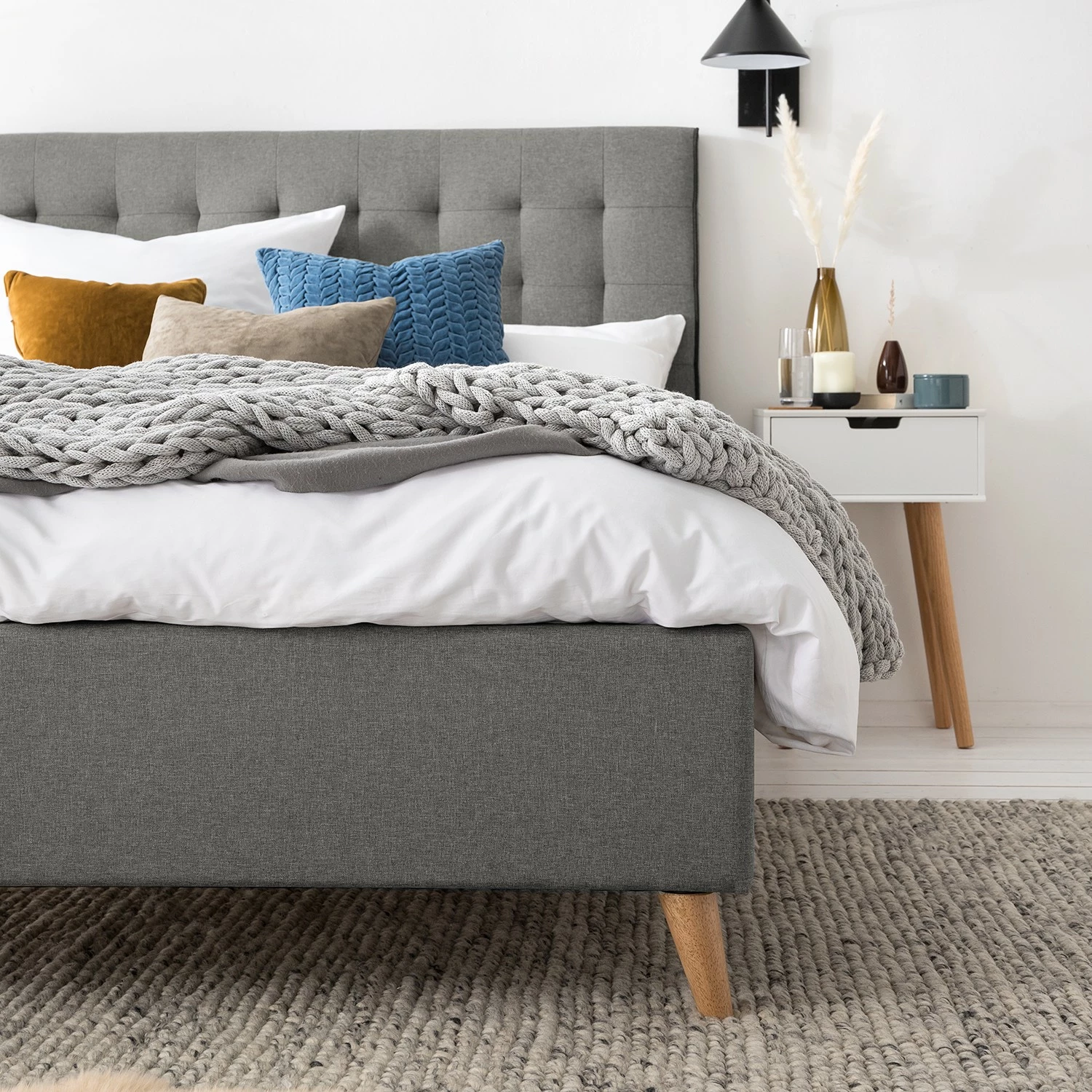 Mørteens Polsterbett Almonte - Webstoff / Gummibaum massiv - Hellgrau – Bild 10