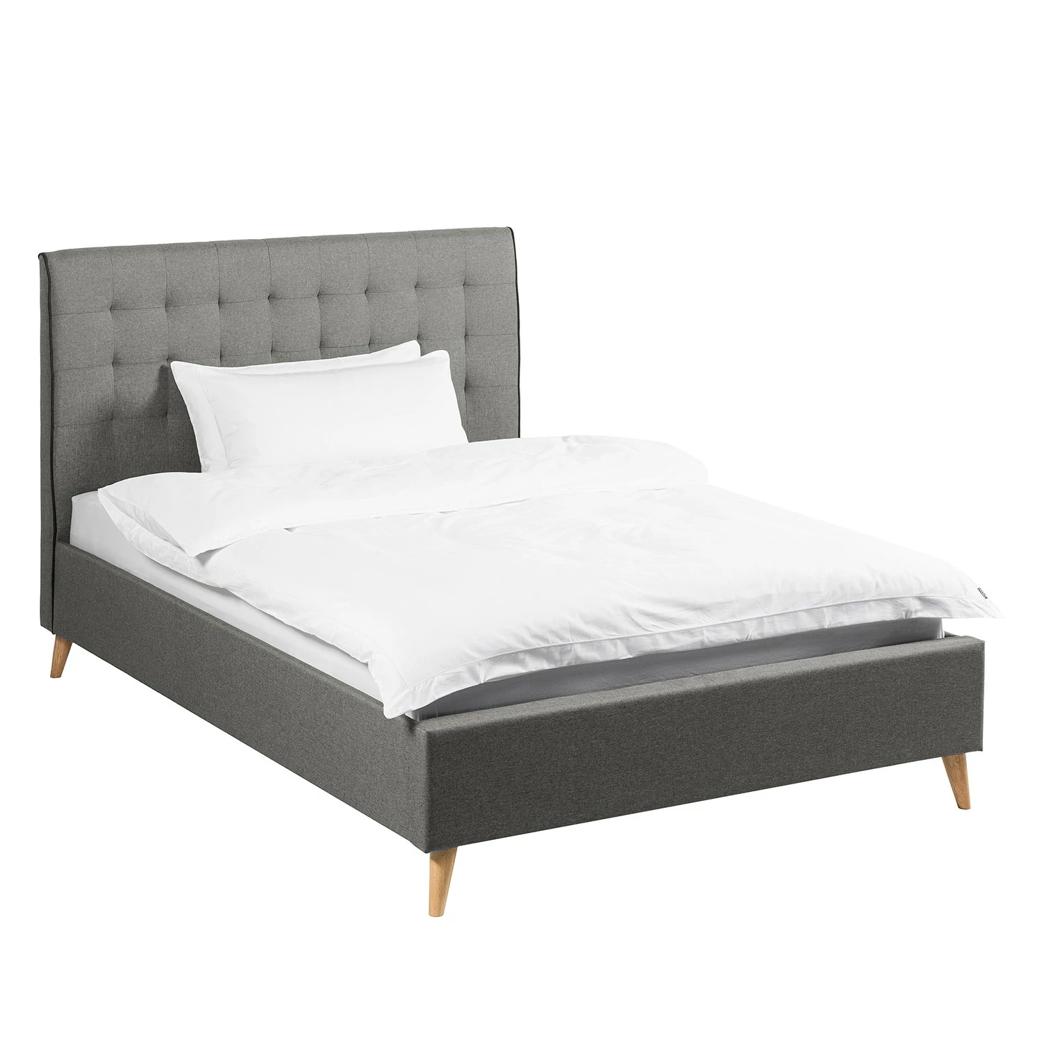 Mørteens Polsterbett Almonte - Webstoff / Gummibaum massiv - Hellgrau