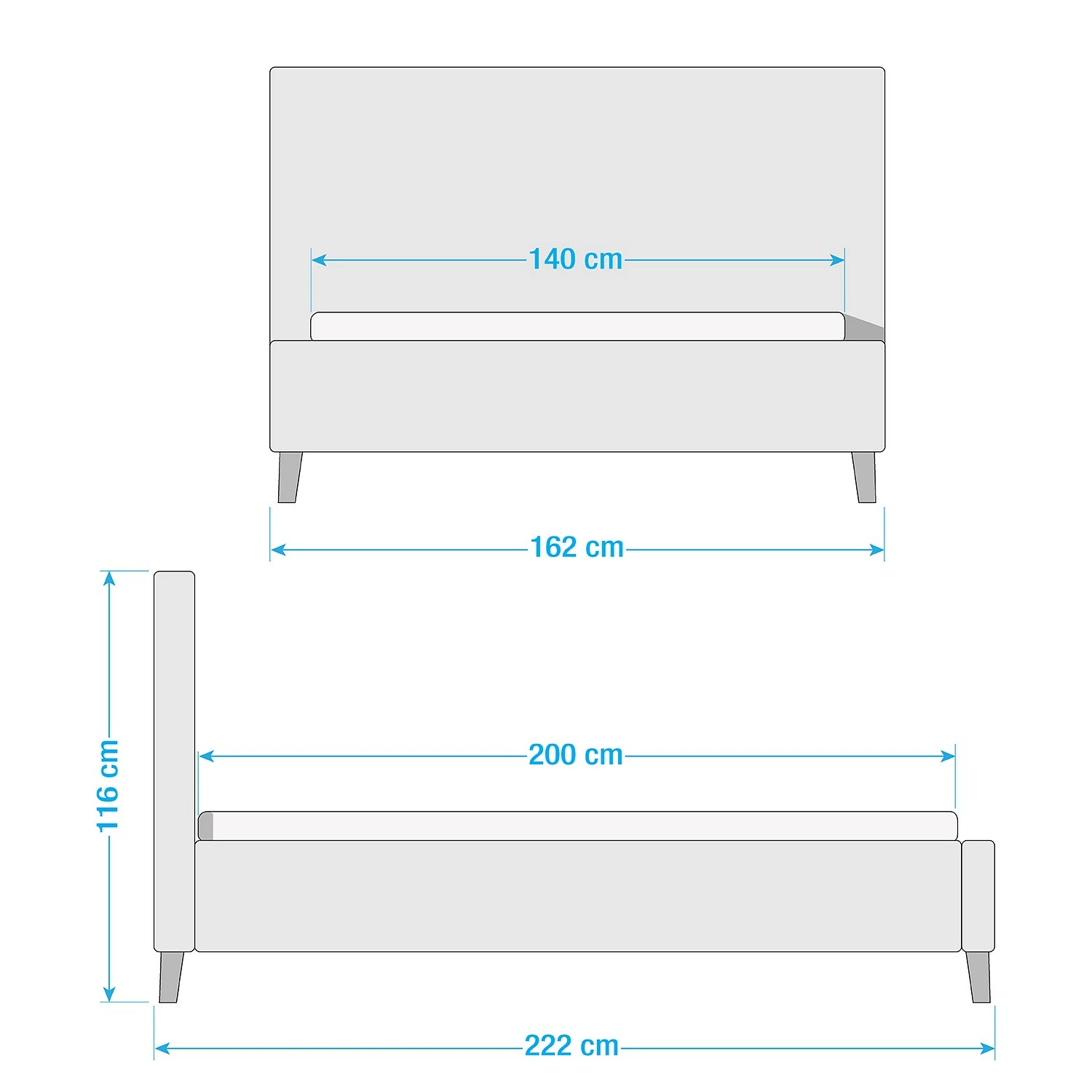 Mørteens Polsterbett Almonte - Webstoff / Gummibaum massiv - Hellgrau – Bild 17