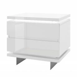 Fredriks Nachtkommode Nola I - inkl. LED - Hochglanz Weiß - 2