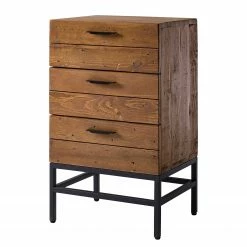 Ars manufacti Nachtkommode Grasby - Altholz Pinie / Metall - Pinie Dunkel / Schwarz