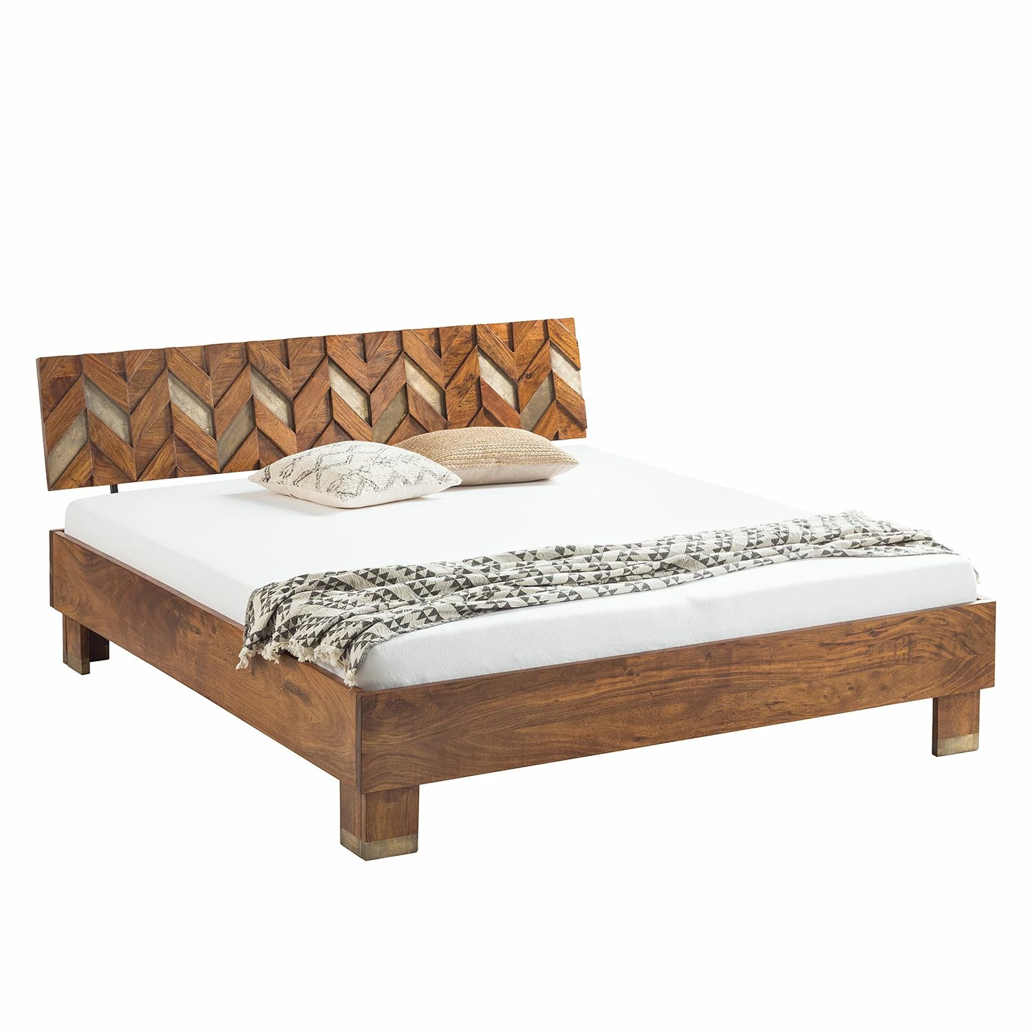 Ars manufacti Massivholzbett Yao - Akazie massiv / Metall - Akazie / Gold