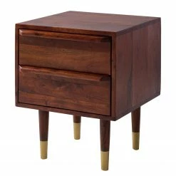 Ars manufacti Nachtkommode Baxley - Akazie massiv / Metall - Akazie / Gold