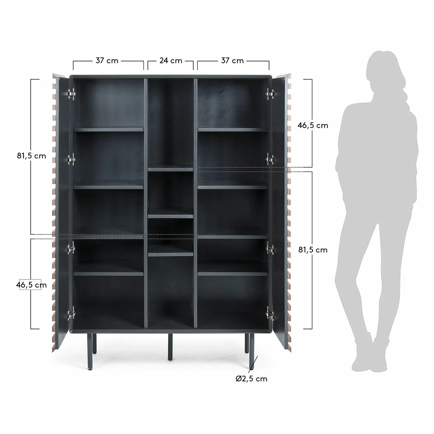 Norrwood Highboard Kipra - Echtholzfurnier - Walnuss / Graphit – Bild 9