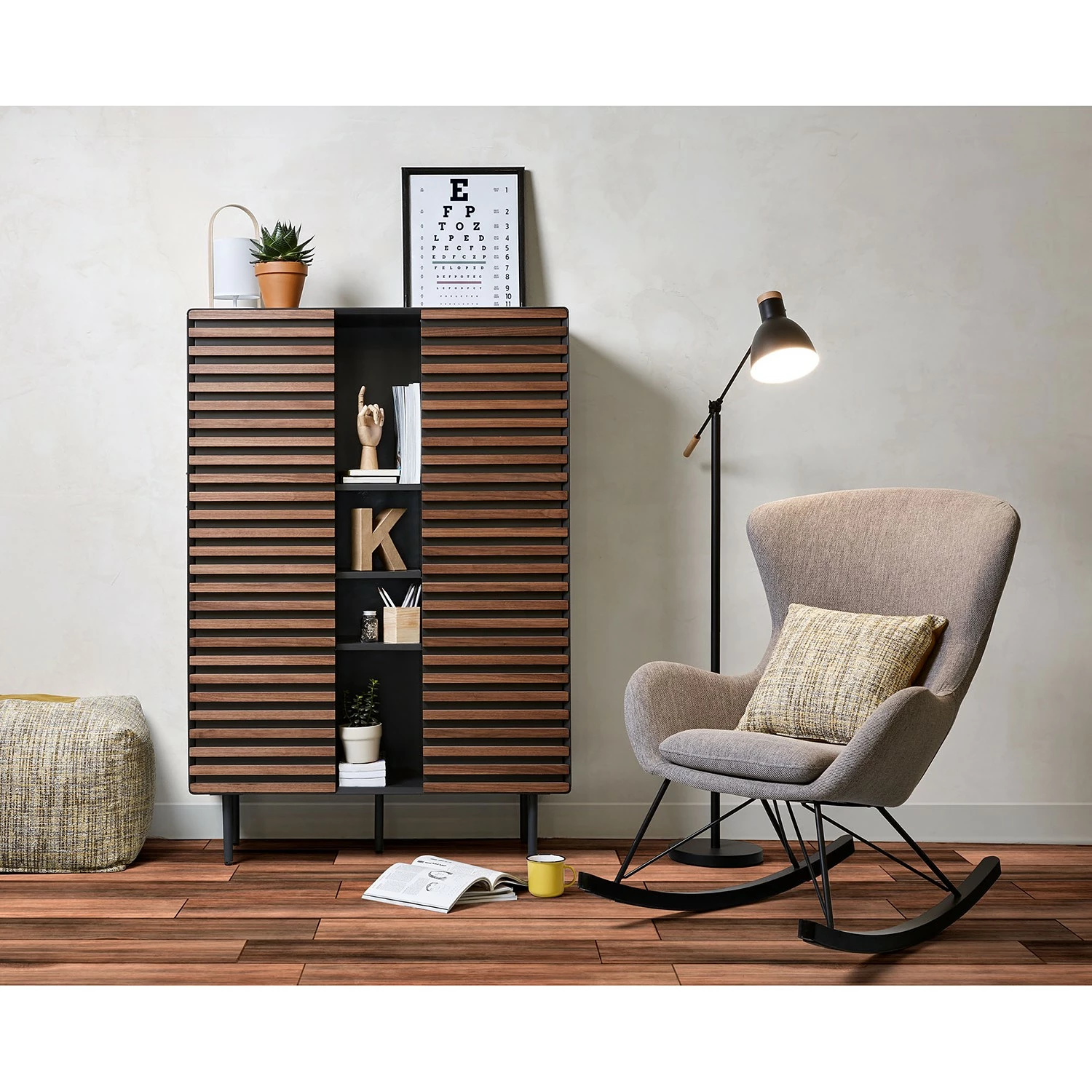 Norrwood Highboard Kipra - Echtholzfurnier - Walnuss / Graphit – Bild 2