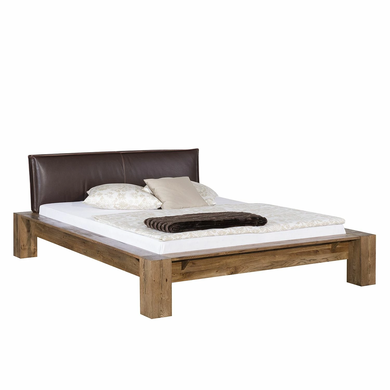 Neue Modular Massivholzbett Morton I - Sumpfeiche, massiv - 140 x 200cm