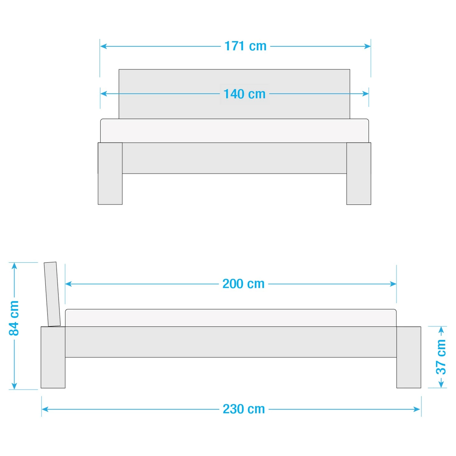 Neue Modular Massivholzbett Morton I - Sumpfeiche, massiv - 140 x 200cm – Bild 6