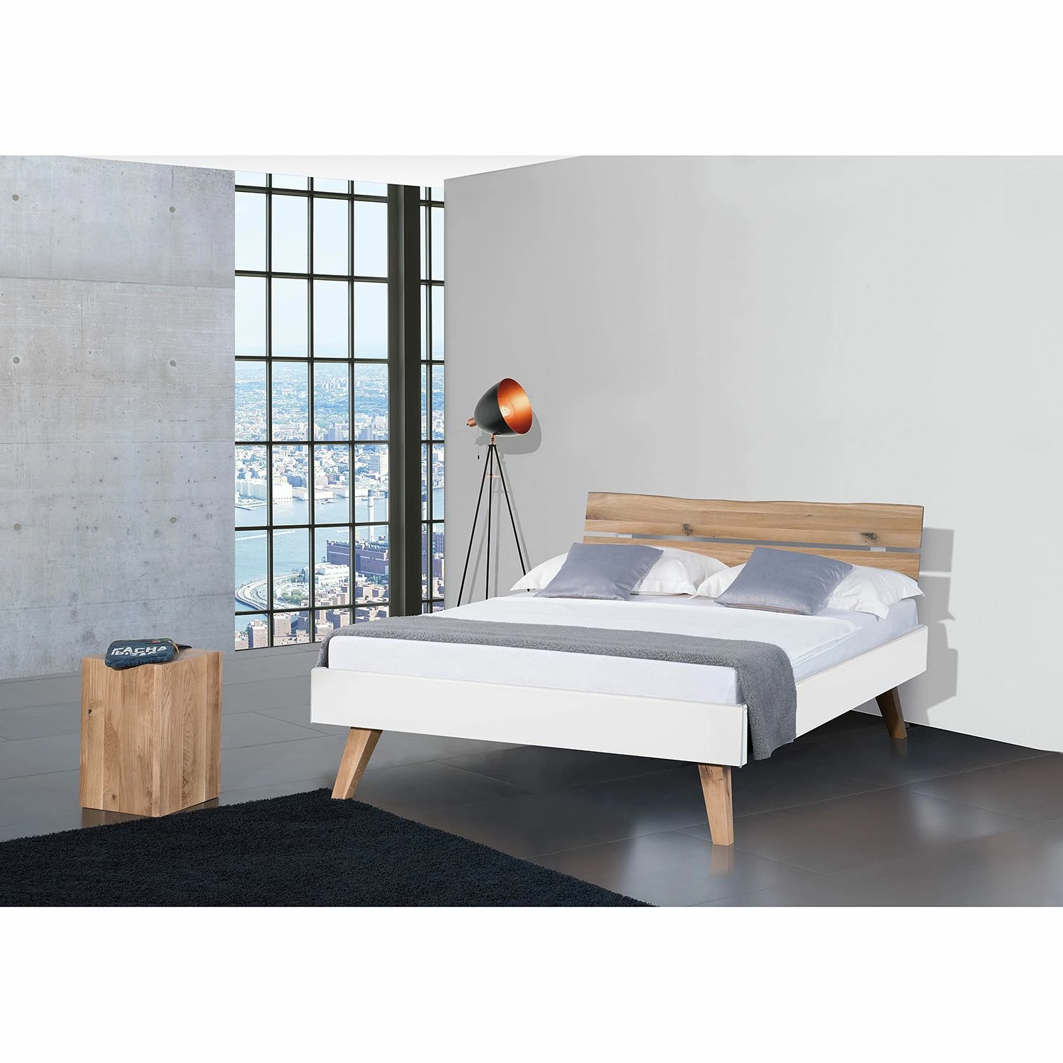 Neue Modular Bettgestell Helsinki - Wildeiche Dekor / Weiß - 180 x 200cm – Bild 2