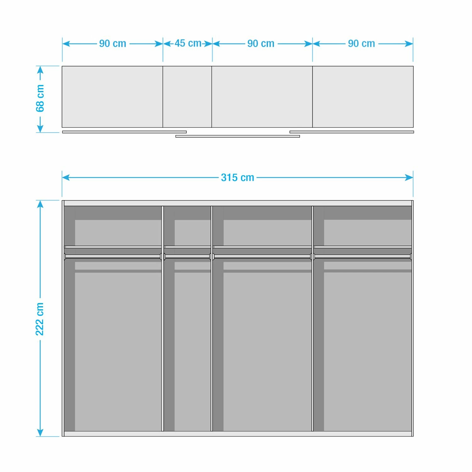 Schwebetürenschrank SKØP reflect - Alpinweiß - Höhe: 222 cm - Breite: 315 cm - 3 – Bild 5