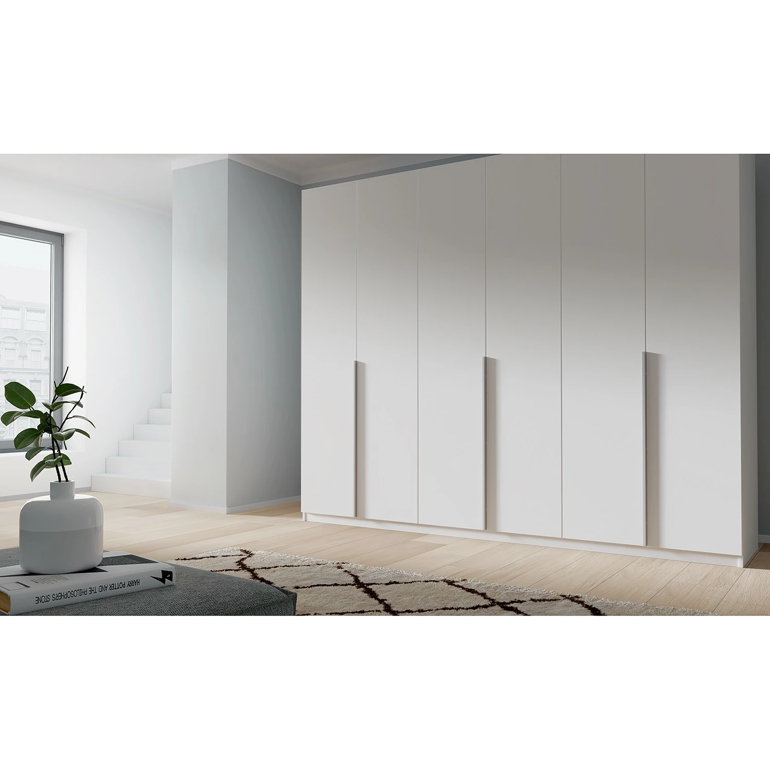 Drehtürenschrank SKØP glass alu - Mattglas Weiß - Höhe: 222 cm - Breite: 270 cm - Basic – Bild 2