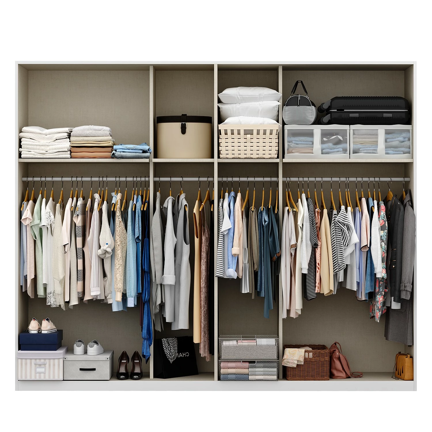 Drehtürenschrank SKØP glass alu - Mattglas Weiß - Höhe: 222 cm - Breite: 270 cm - Basic – Bild 7