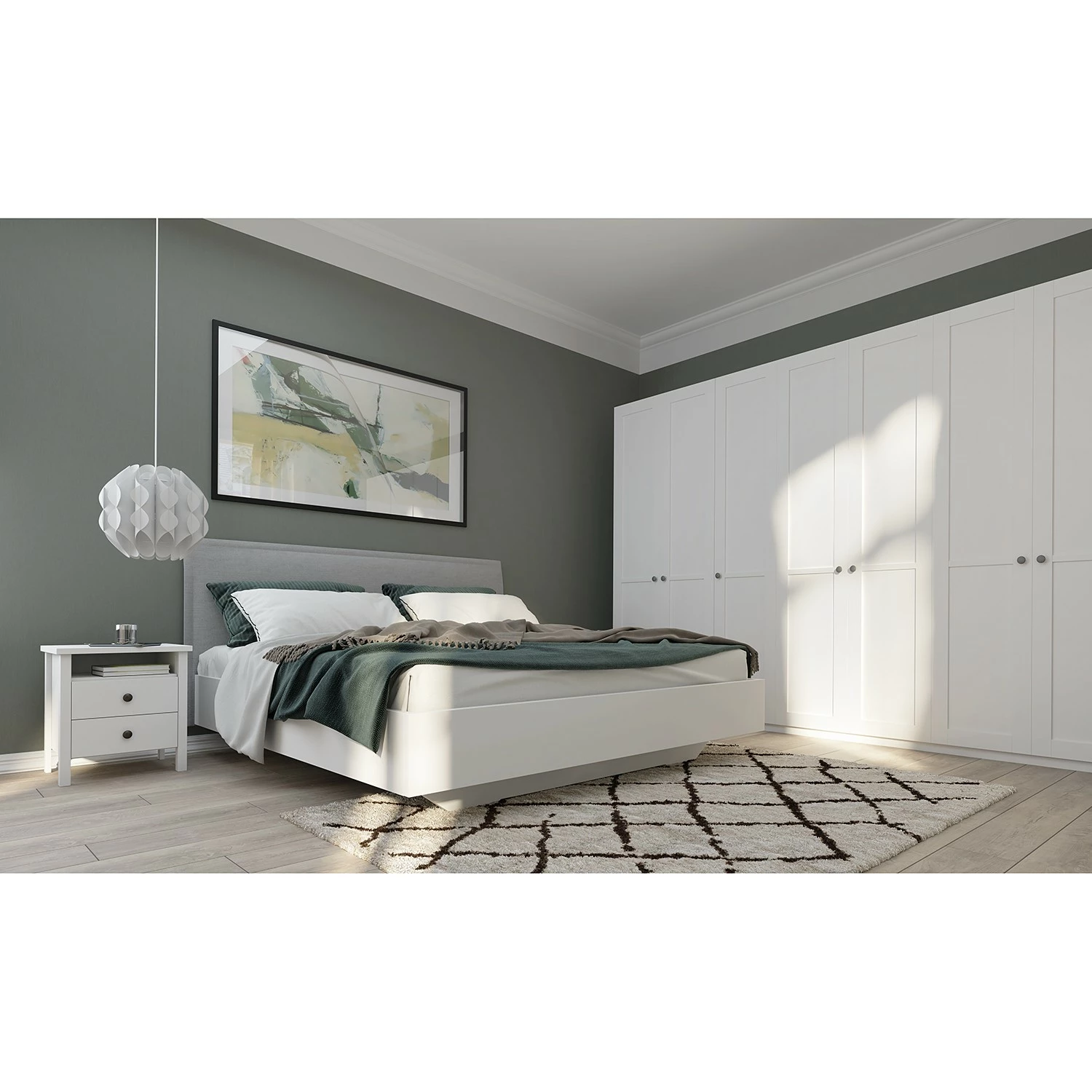 Drehtürenschrank SKØP country - Landhaus weiß - Höhe: 222 cm - Breite: 315 cm - Basic – Bild 2