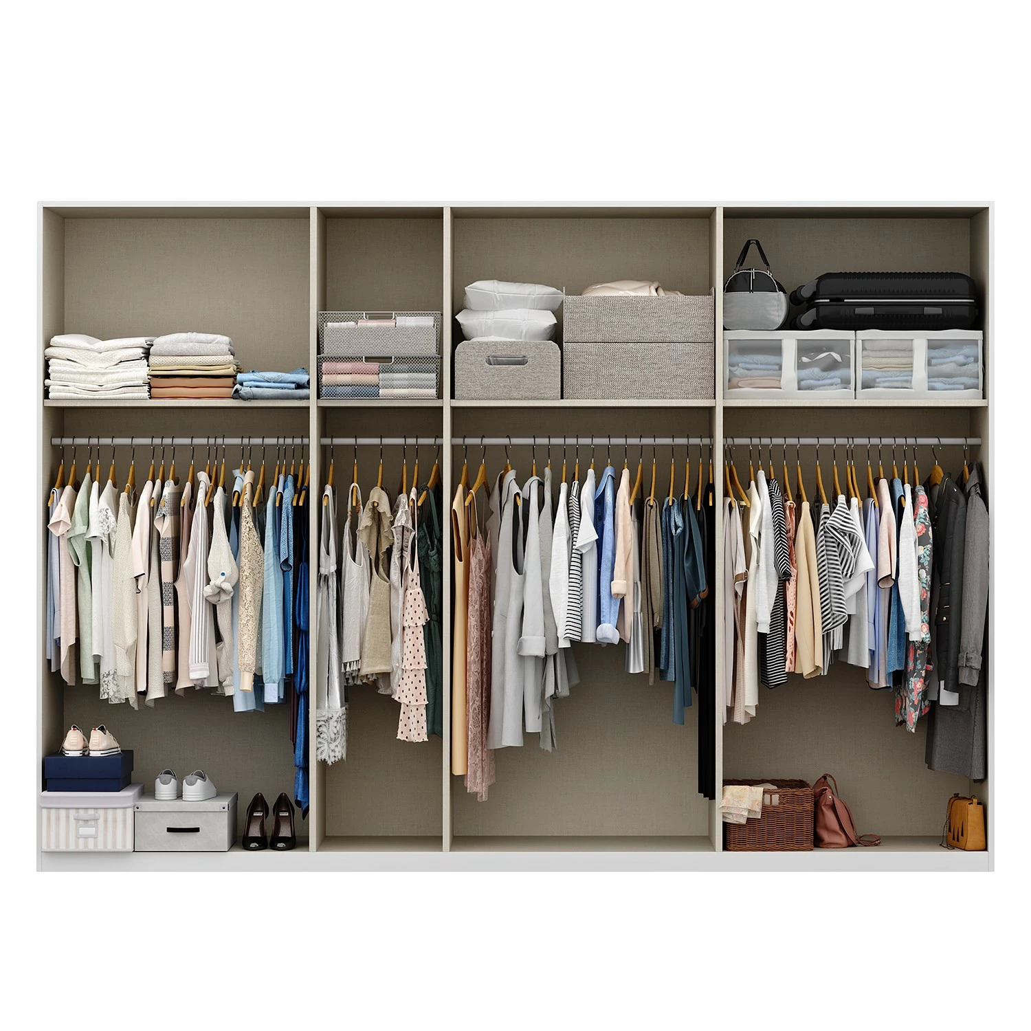 Drehtürenschrank SKØP country - Landhaus weiß - Höhe: 222 cm - Breite: 315 cm - Basic – Bild 7