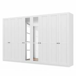 Drehtürenschrank SKØP country reflect - Landhaus Weiß / Kristallspiegel - Höhe: 222 cm - Breite: 360 cm - Basic