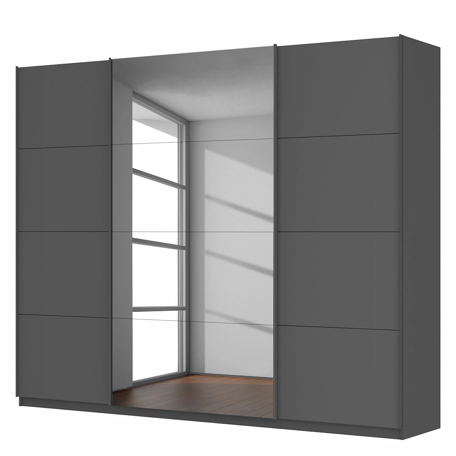 Schwebetürenschrank SKØP pure reflect+ - Graphit - Höhe: 222 cm - Breite: 270 cm - 3