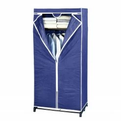 WENKO Textilgarderobe Air II - Kunstfaser / Metall - Blau / Schwarz